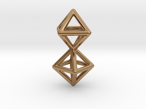 Twin Octahedron Frame Pendant Small in Polished Brass