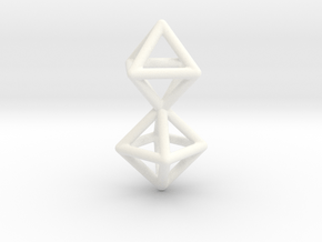 Twin Octahedron Frame Pendant Small in White Processed Versatile Plastic