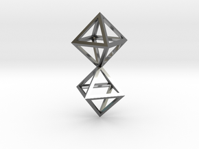 Faceted Twin Octahedron Frame Pendant in Fine Detail Polished Silver