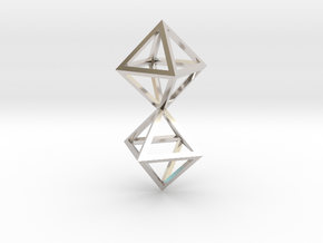 Faceted Twin Octahedron Frame Pendant in Platinum