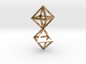 Faceted Twin Octahedron Frame Pendant in Polished Brass