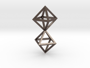 Faceted Twin Octahedron Frame Pendant in Polished Bronzed Silver Steel