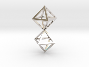 Faceted Twin Octahedron Frame Pendant Small in Platinum