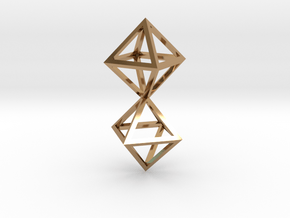 Faceted Twin Octahedron Frame Pendant Small in Polished Brass
