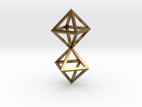 Faceted Twin Octahedron Frame Pendant Small in Polished Bronze