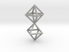 Faceted Twin Octahedron Frame Pendant Small in Aluminum