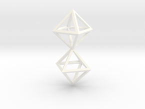 Faceted Twin Octahedron Frame Pendant Small in White Processed Versatile Plastic