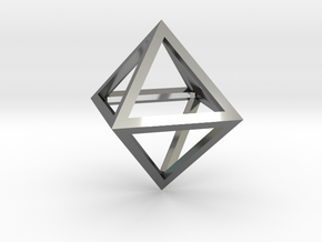 Faceted Minimal Octahedron Frame Pendant in Fine Detail Polished Silver