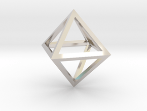 Faceted Minimal Octahedron Frame Pendant in Rhodium Plated Brass