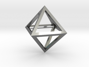 Faceted Minimal Octahedron Frame Pendant Small in Fine Detail Polished Silver