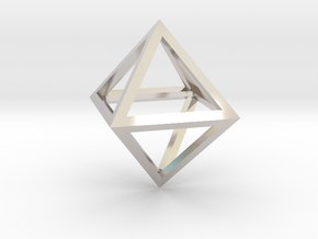 Faceted Minimal Octahedron Frame Pendant Small in Platinum