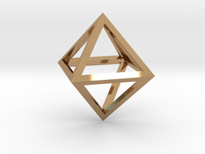 Faceted Minimal Octahedron Frame Pendant Small in Polished Brass