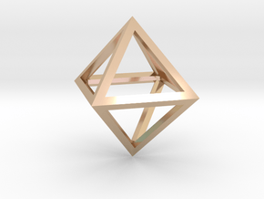 Faceted Minimal Octahedron Frame Pendant Small in 14k Rose Gold Plated Brass