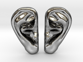 Ear Stud Earrings in Fine Detail Polished Silver