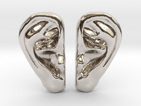 Ear Stud Earrings in Rhodium Plated Brass