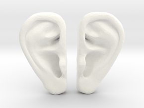 Ear Stud Earrings in White Processed Versatile Plastic