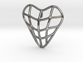 Heart cage pendant in Fine Detail Polished Silver
