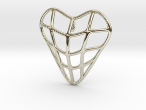 Heart cage pendant in 14k White Gold