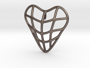 Heart cage pendant in Polished Bronzed Silver Steel