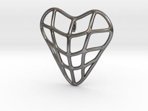 Heart cage pendant in Polished Nickel Steel