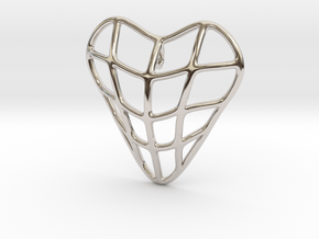 Heart cage pendant in Rhodium Plated Brass