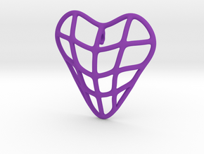 Heart cage pendant in Purple Processed Versatile Plastic