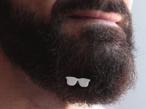 Sunglasses for beard - front wearing in White Natural Versatile Plastic
