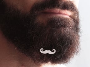 Mustache for beard - front wearing in White Natural Versatile Plastic