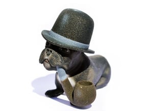 Frenchie With Hat And Pipe in Full Color Sandstone