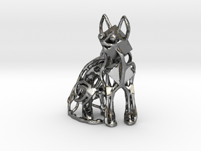 GeoCat Cat Pendant Charm in Polished Silver