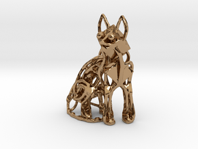 GeoCat Cat Pendant Charm in Polished Brass