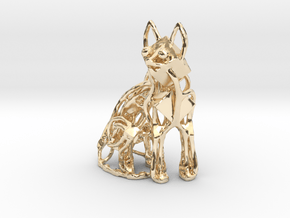 GeoCat Cat Pendant Charm in 14k Gold Plated Brass