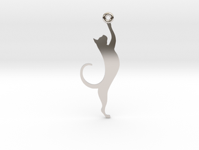 Cat Earring in Rhodium Plated Brass