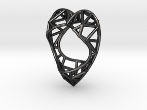 The Diamond Heart ring size 7 1/2 US (17.75 mm) in Polished and Bronzed Black Steel