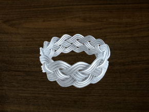 Turk's Head Knot Ring 4 Part X 13 Bight - Size 16. in White Natural Versatile Plastic
