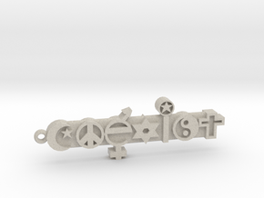 COEXIST, With Loop For Keychain in Natural Sandstone