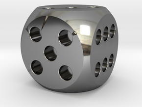 D6 Balanced Dice in Fine Detail Polished Silver