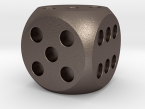 D6 Balanced Dice in Polished Bronzed Silver Steel