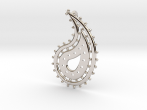 Paisley Pendant 1 in Rhodium Plated Brass