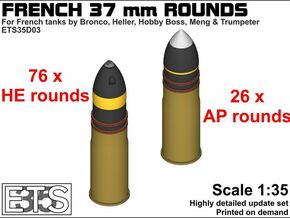 ETS35D03 - 102x 37 mm SA18 Rounds [1/35] in Tan Fine Detail Plastic