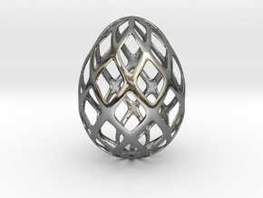 Trellis - Decorative Egg - 2.3 inches in Fine Detail Polished Silver