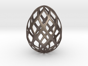 Trellis - Decorative Egg - 2.3 inches in Polished Bronzed Silver Steel