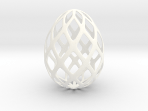Trellis - Decorative Egg - 2.3 inches in White Processed Versatile Plastic