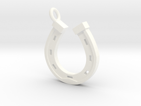 Horse Shoe Pendant in White Processed Versatile Plastic