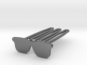 Sunglasses for beard - front wearing in Polished Silver