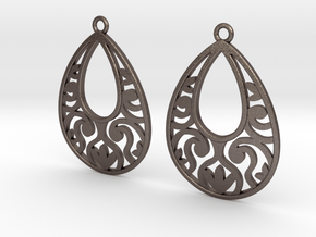  Teardrop Filigree Earrings in Polished Bronzed Silver Steel