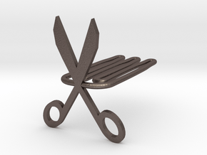 Scissors for beard - front wearing in Polished Bronzed Silver Steel