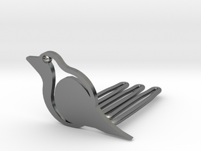 Robin for beard - front wearing in Polished Silver