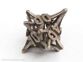 'Radial' 10D10 balanced gaming die (percentile d10 in Polished Bronzed Silver Steel