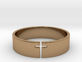 Cross Ring Size 10 in Polished Brass